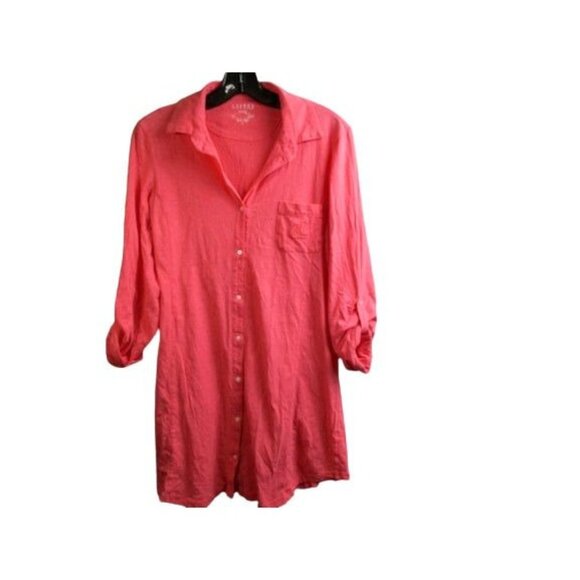 Lauren Ralph Lauren Dress Womens Large Button Front Collared Shirt Roll Tab Lady - Picture 1 of 7